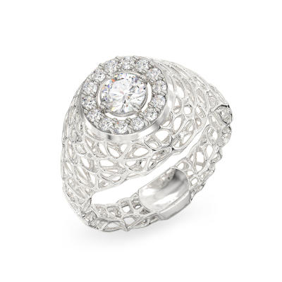 Anillo de Coral Chic de oro blanco