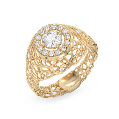 Anillo de Coral Chic de oro amarillo