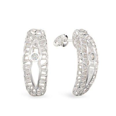 Pendientes de Coral con Escote de oro blanco