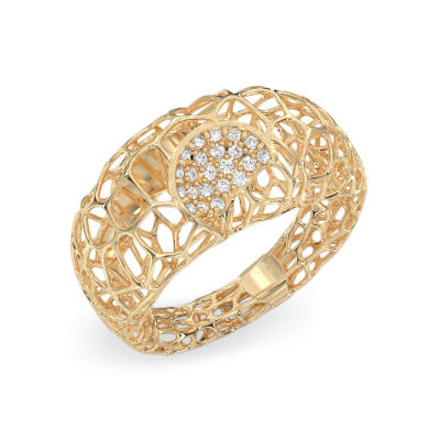 Anillo de Fantasía de Coral de oro amarillo