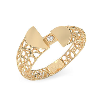 Anillo de Cornos de Coral de oro amarillo