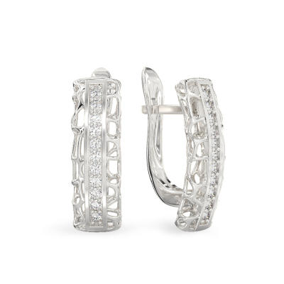 Pendientes de Línea de Coral de oro blanco