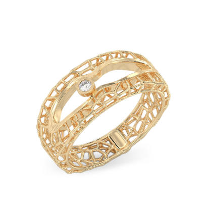 Anillo de Coral con Escote de oro amarillo