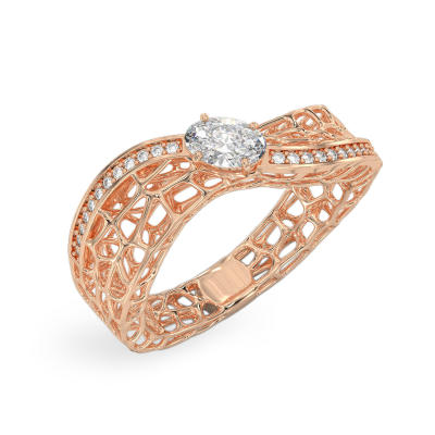 Anillo de Coral Oleada de oro rosa