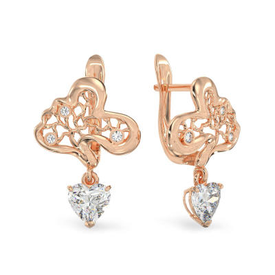 Pendientes de Corylus de oro rosa