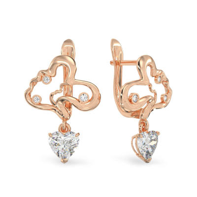 Pendientes de forma de Corylus de oro rosa