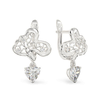 Pendientes de Corylus de oro blanco