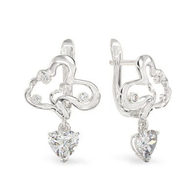 Pendientes de forma de Corylus de oro blanco