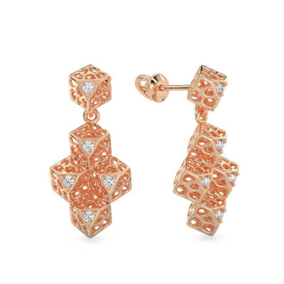 Pendientes de Cubo Elegante de oro rosa