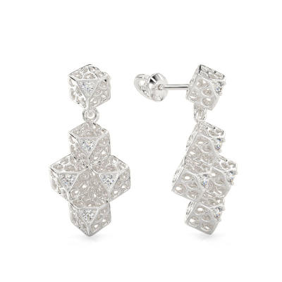 Pendientes de Cubo Elegante de oro blanco