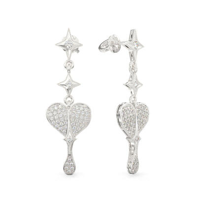 Pendientes de Corazoncito Elegante de oro blanco