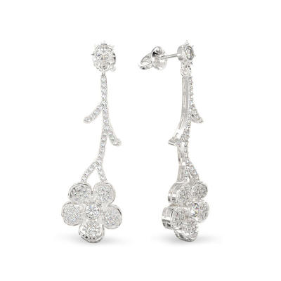 Pendientes de Ramita de No-me-olvides de oro blanco