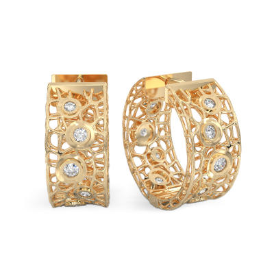 Pendientes de Burbujas de Coral con piedras de oro amarillo