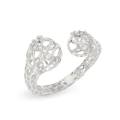 Anillo de Coral Mistico de oro blanco