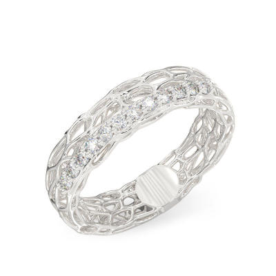 Anillo de Coral Riguroso de oro blanco