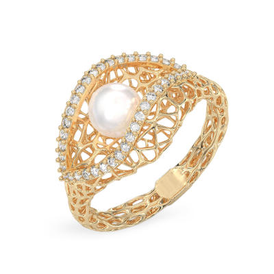 Anillo de Caracola con Perla de oro amarillo