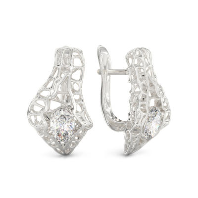 Pendientes de Coracola con piedra de oro blanco