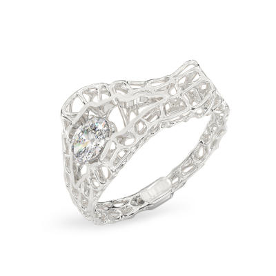 Anillo de Caracola con Piedra de oro blanco