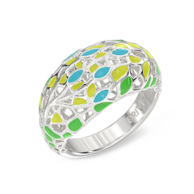 Anillo de Plata con Rama Azul