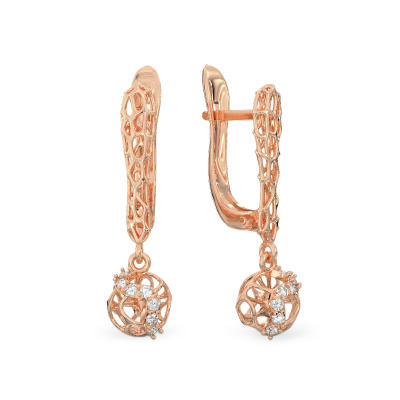 Pendientes de Pequeña Coral Mistico de oro rosa