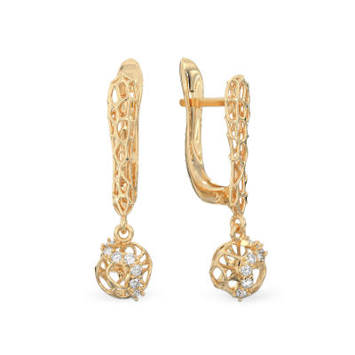 Pendientes de Pequeña Coral Mistico de oro amarillo