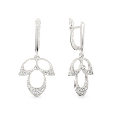 Pendientes de Pétalos de Flor de oro blanco