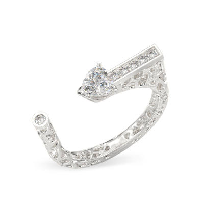 Anillo de Сorazón piedra de oro blanco