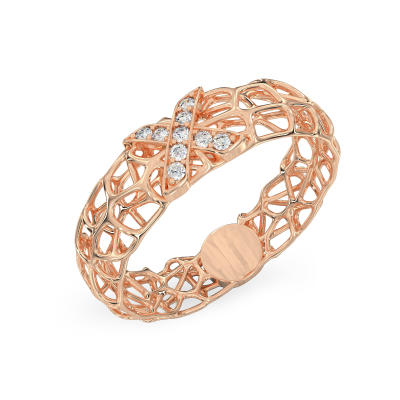 Anillo de X-Coral de oro rosa