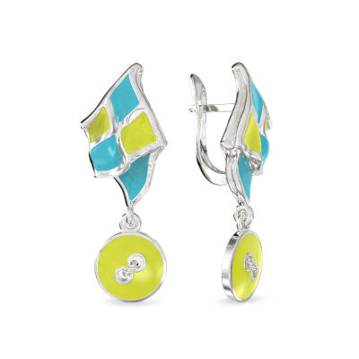 Pendientes de botones amarillo de plata