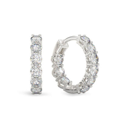 Pendientes redondos de circonitas de oro blanco