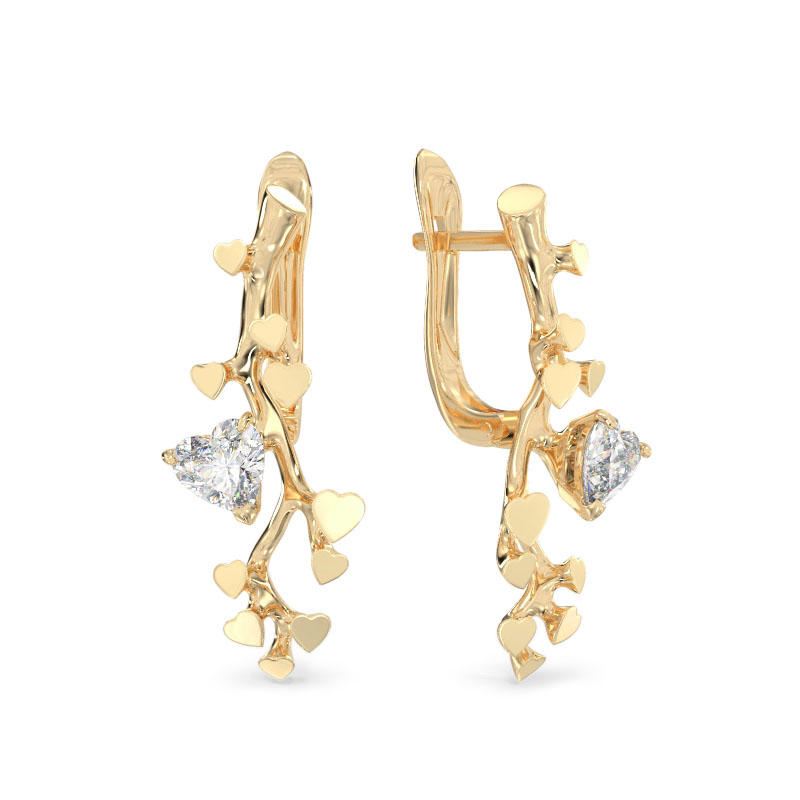 Branch Earrings from yellow gold