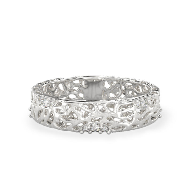 Charming Coral Ring From White Gold2