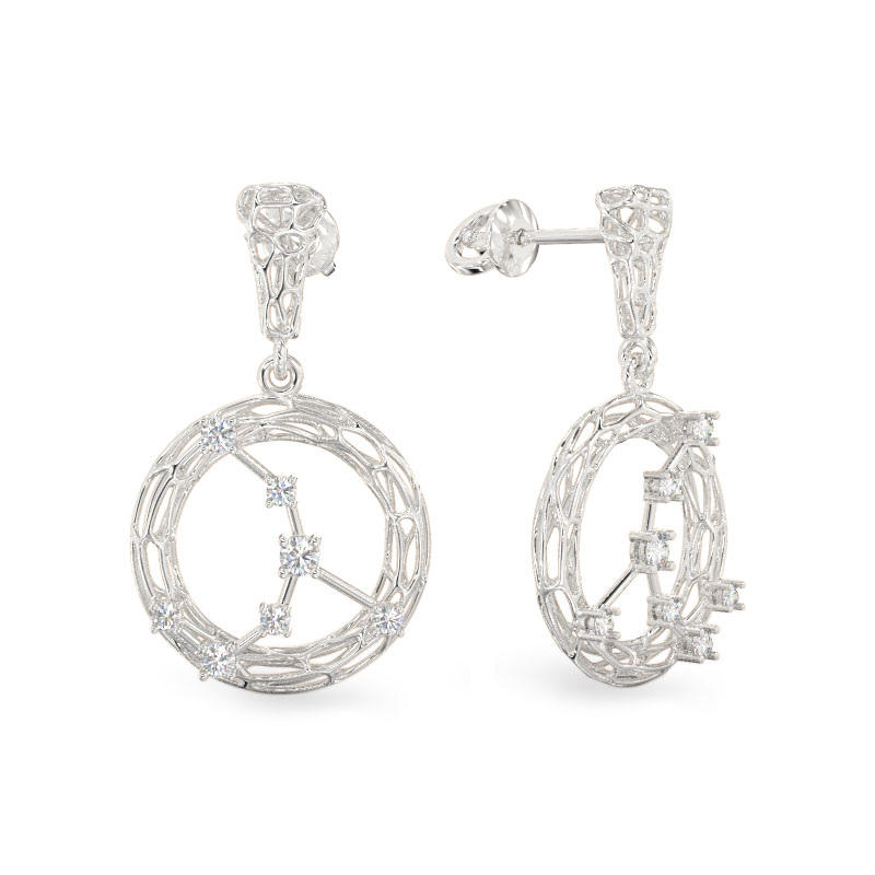 Clock White Gold Earrings