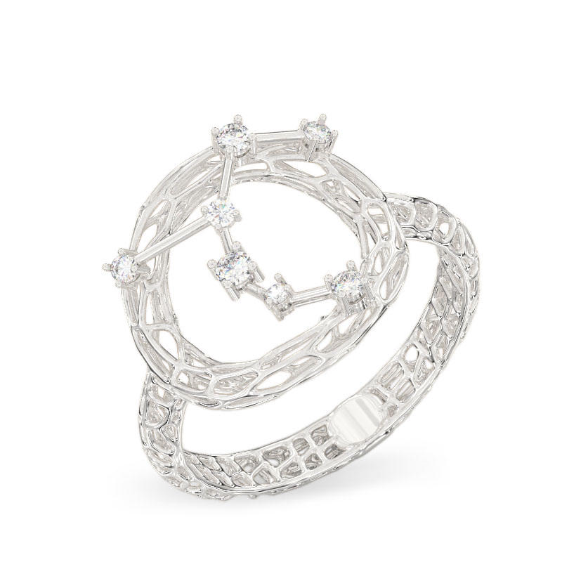 Clock White Gold Ring