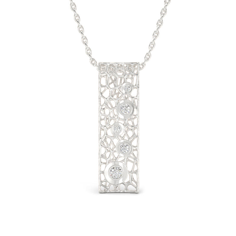 Coral Bubbles Pendant With Stones From White Gold