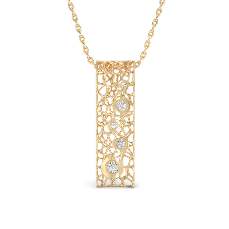 Coral Bubbles Pendant With Stones From Yellow Gold