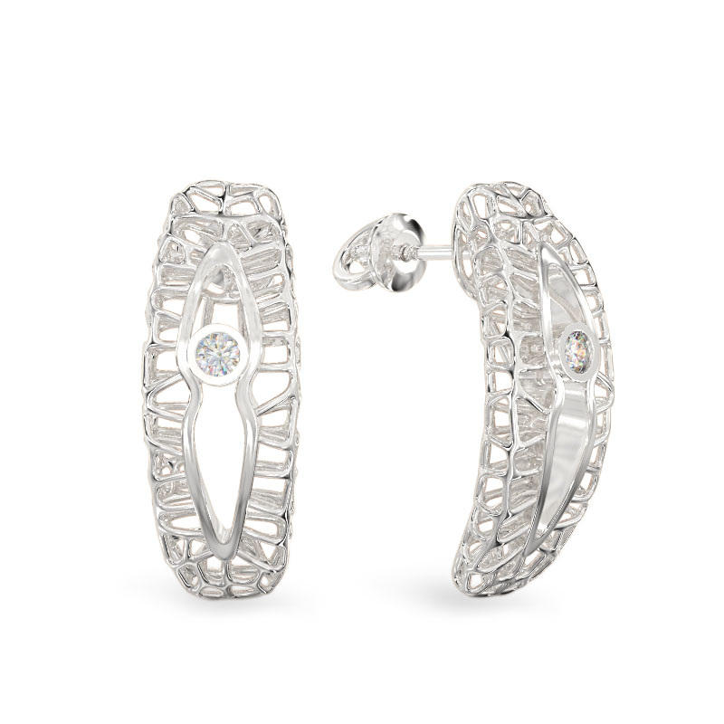 Coral Earrings With Cut out From White Gold