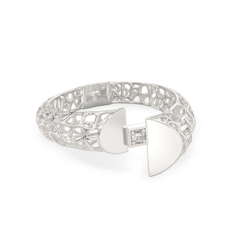 Coral Horns Ring From White Gold 2