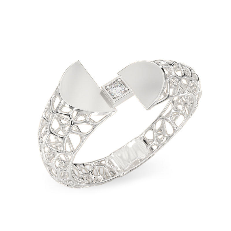 Coral Horns Ring From White Gold
