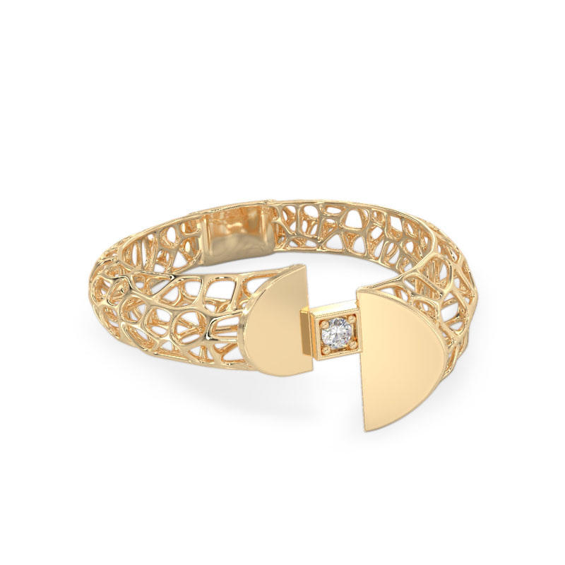 Coral Horns Ring From Yellow Gold 2