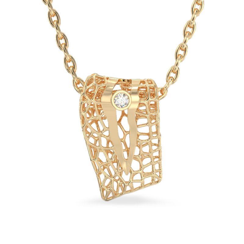 Coral Pendant With Cut out From Yellow Gold