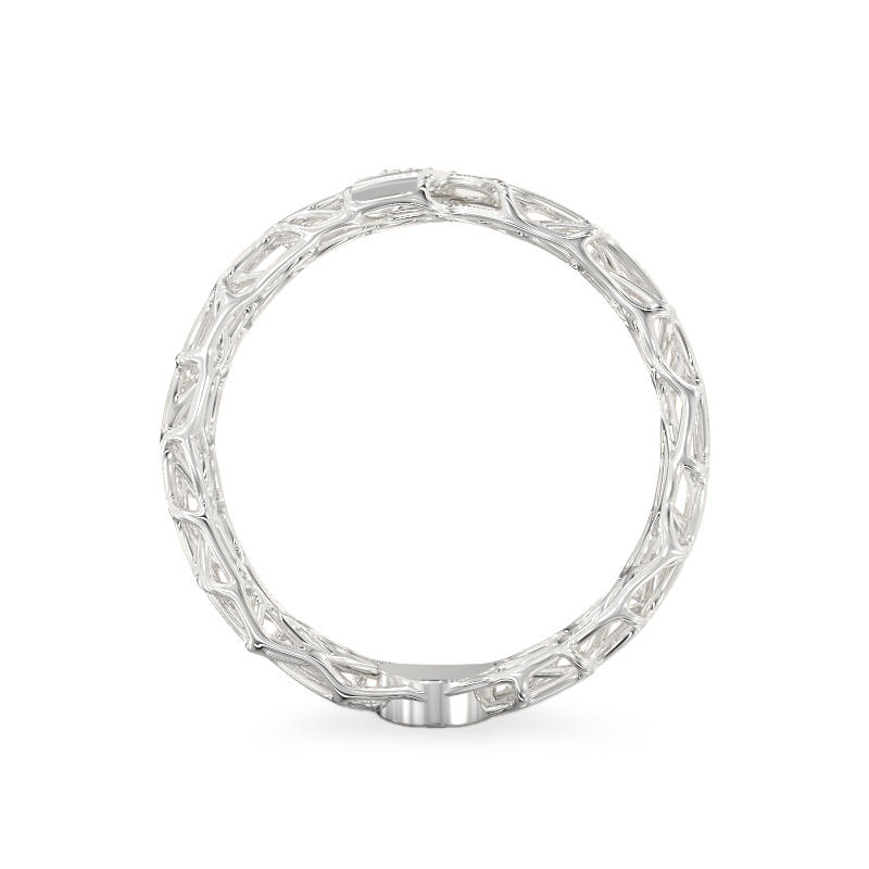 Coral Ring With Diagonal From White Gold 3