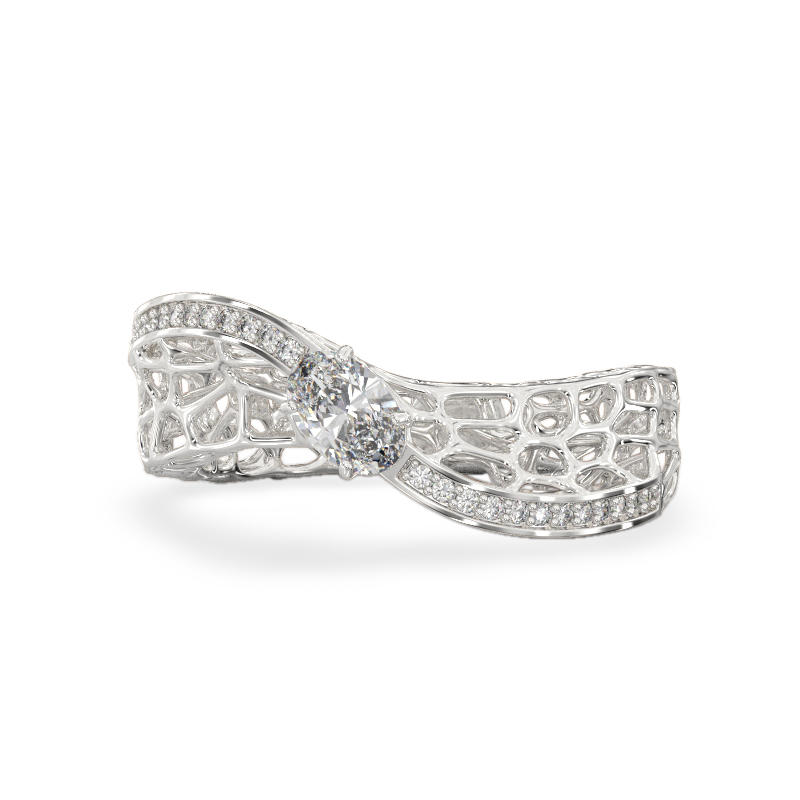 Coral Wave Ring From White Gold2