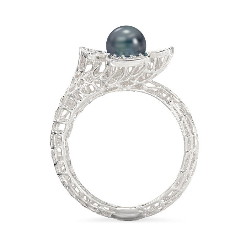 Coral White Gold Ring with Flower3