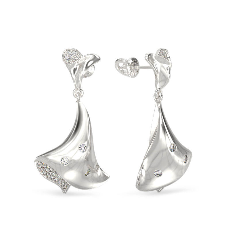 Dancing White Gold Zircon Earrings