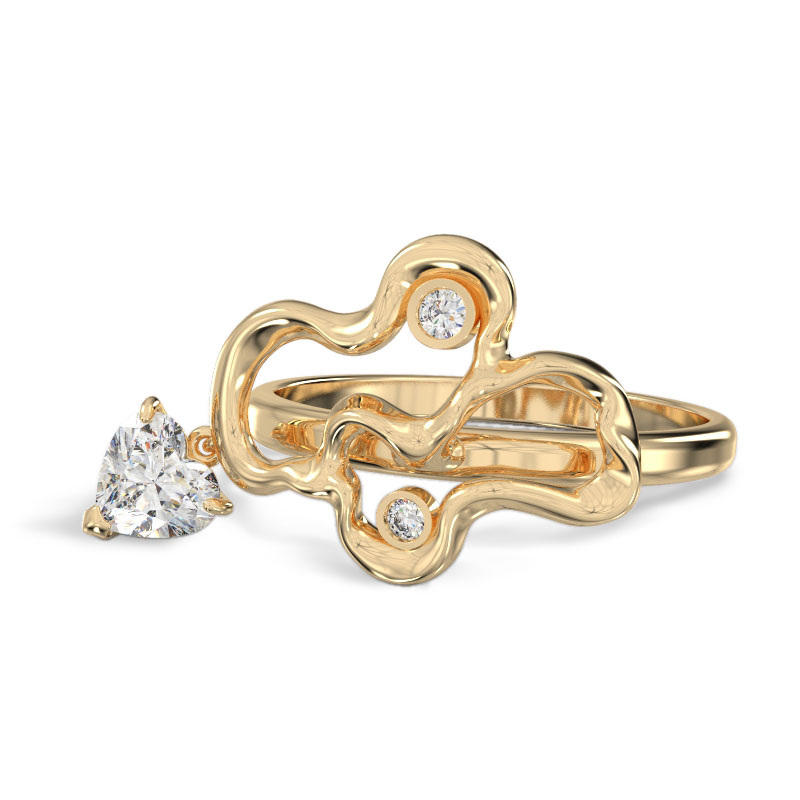 Elegant Branch Yellow Gold Ring2