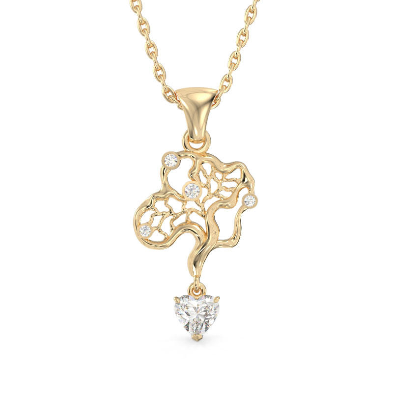 Elegant Tree Yellow Gold Pendant