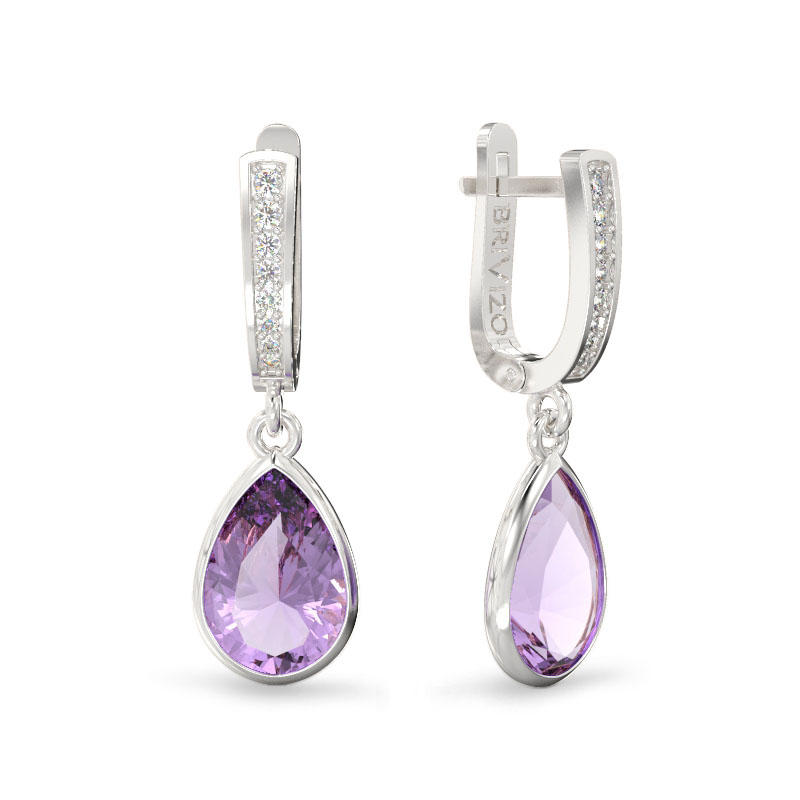 Elegant White Gold Earrings with Amethyst