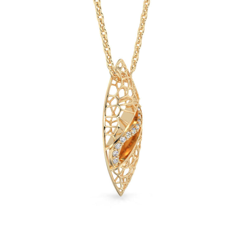Ficus Leaf Yellow Gold Pendant2