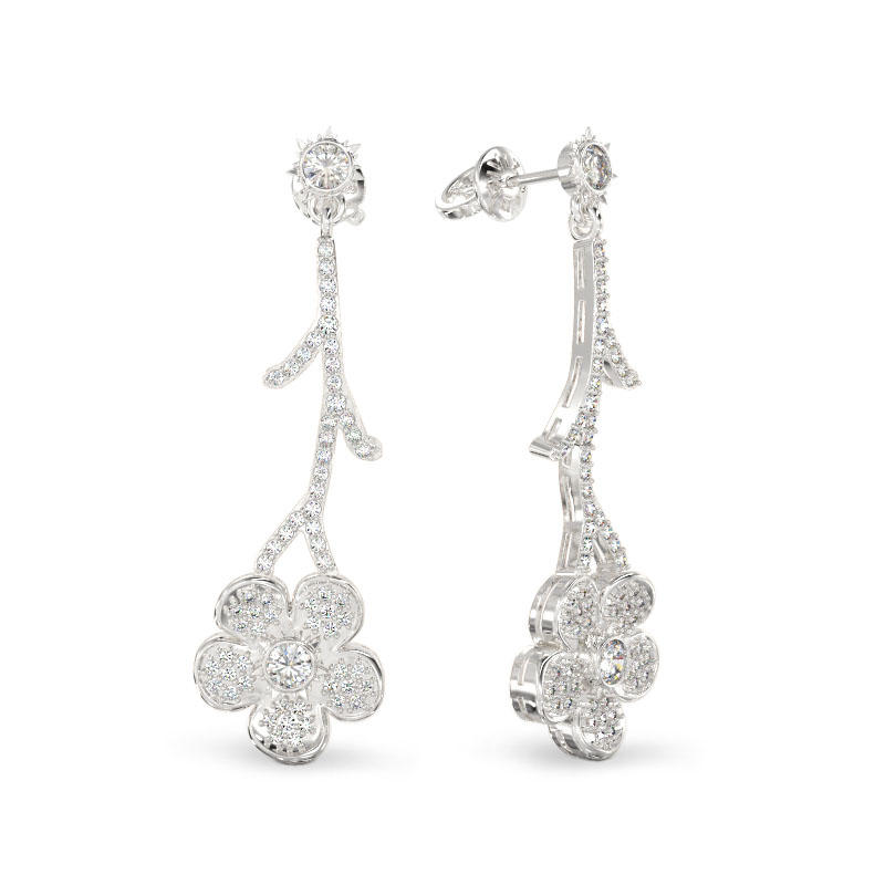 Forget me not Twig Earrings From White Gold